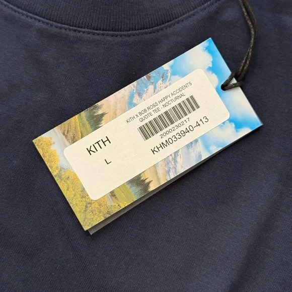 Men's KITH Bob Ross Happy Accidents Quote khm033940-413 Tee Nocturnal Sz Large - Picture 7 of 11